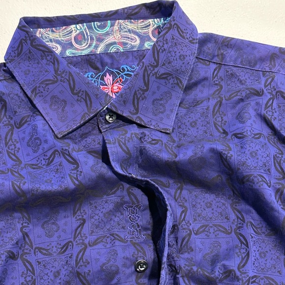 Robert Graham Men's 2XL Classic Fit Button Down Shirt Purple Paisley Print - Picture 8 of 13